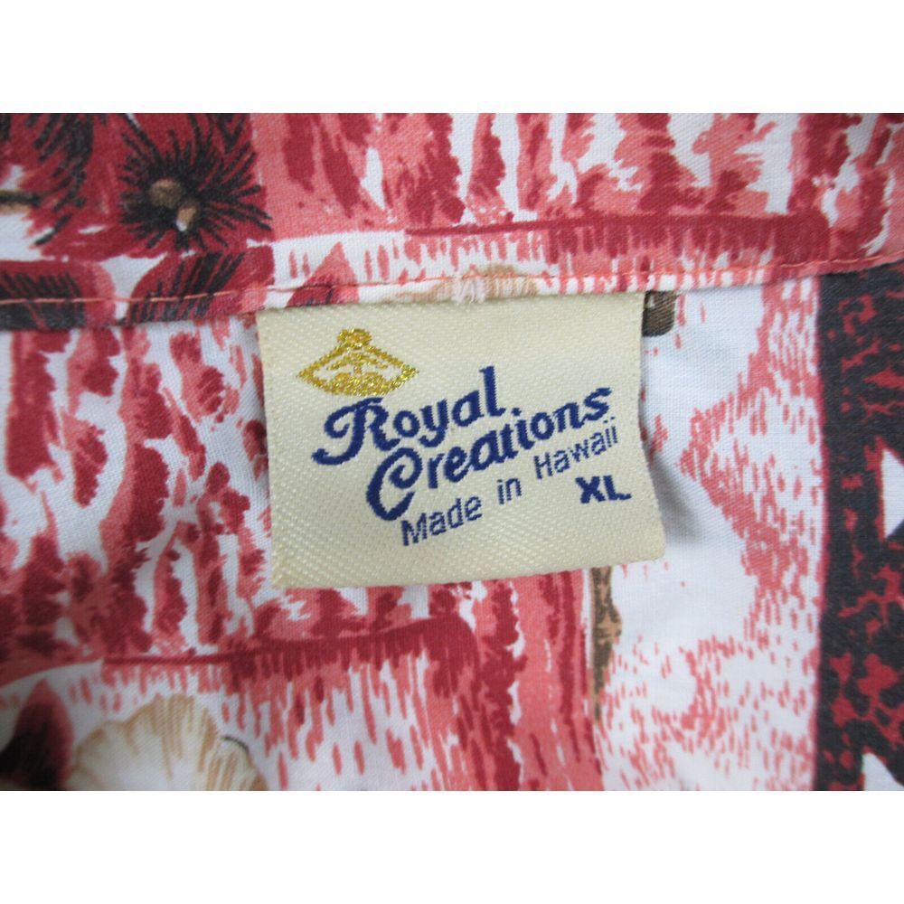 Royal Creations Shirt Mens Extra Large Red Floral Button‎ Up Hawaiian Beach - Picture 8 of 9